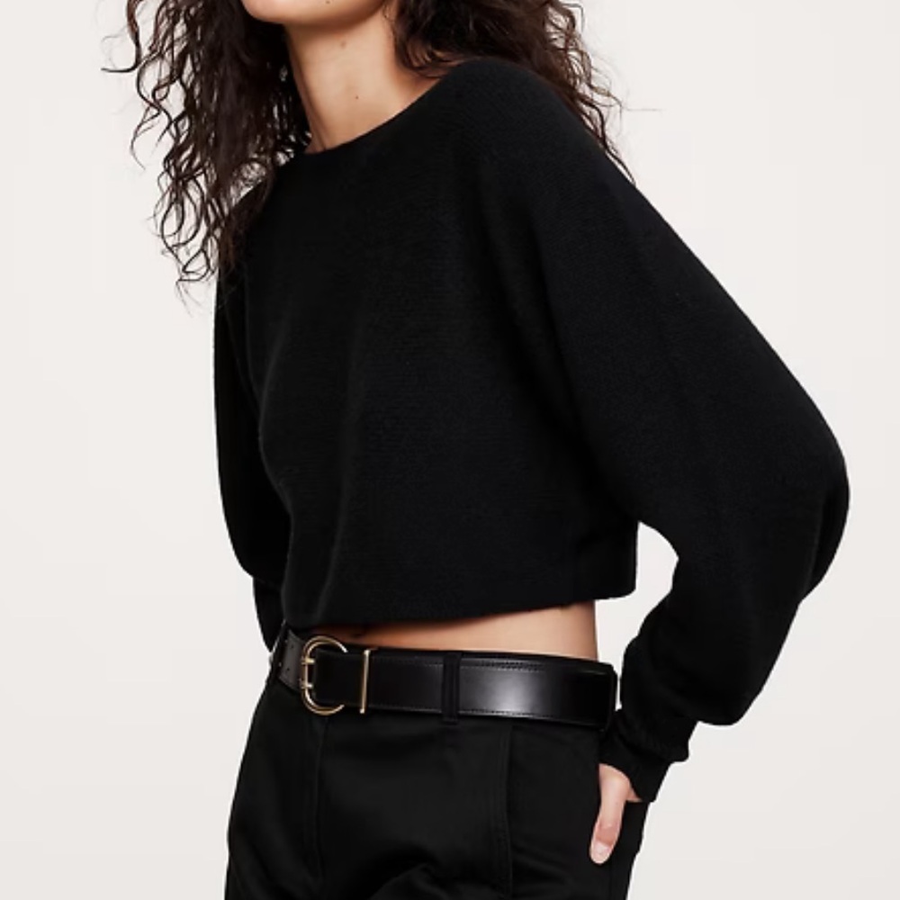 Banana Republic Mid-weight Cropped Cashmere Black Sweater - XS